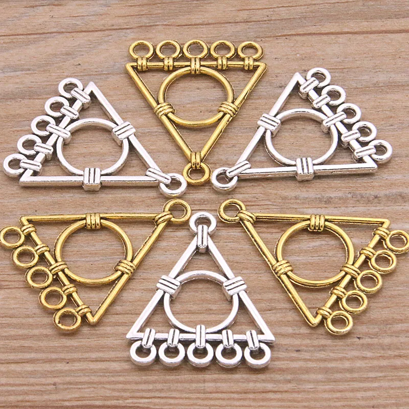 20PCS 24*30MM 3 Color Hollow Geometry Charms Triangle Porous Connector Metal Alloy For DIY Necklace Bracelet Earrings Marking