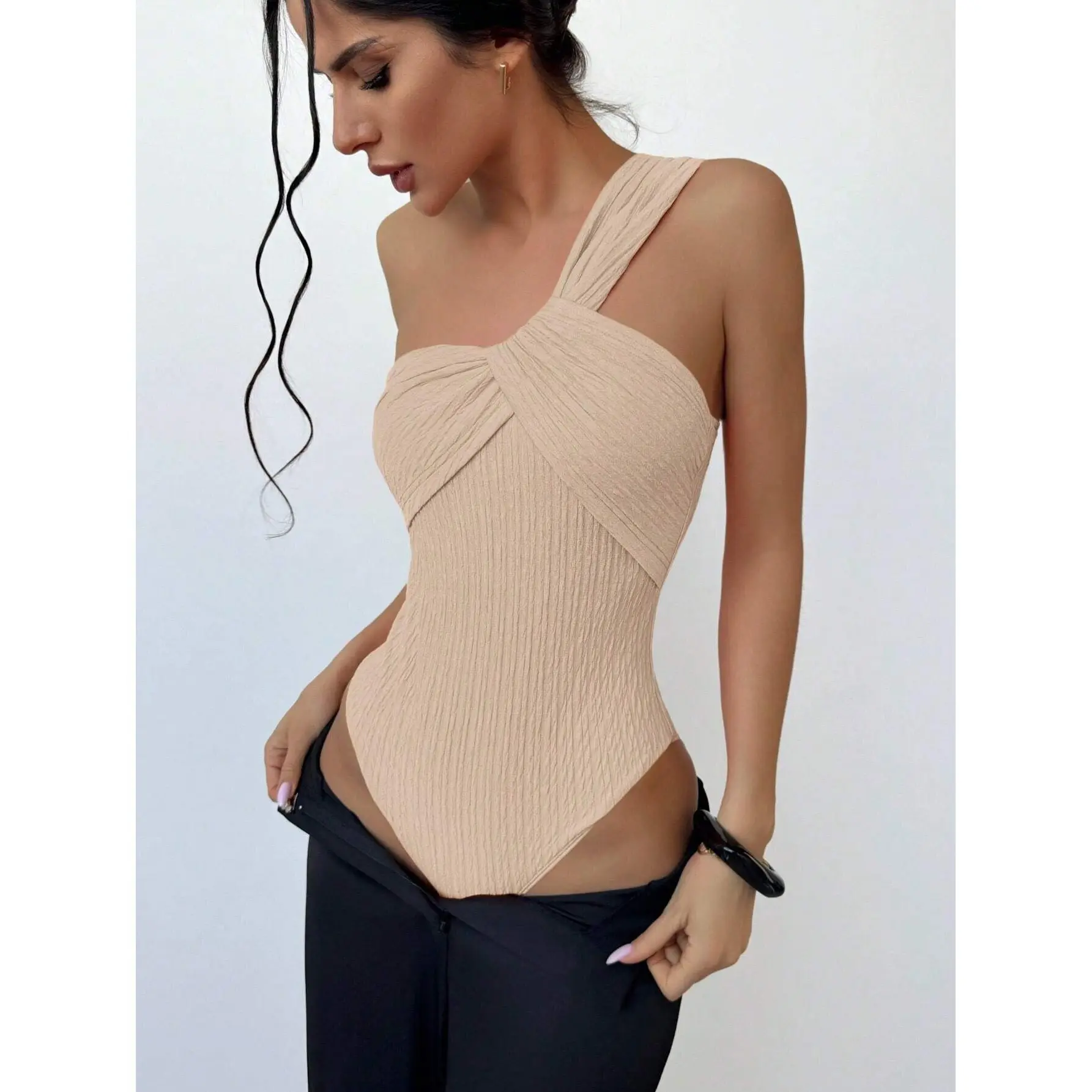 

2025 New Arrival Sexy Bikini: Premium-Quality One-Piece Ruffled Fabric Women's One-Shoulder Swimsuit - Sexy Fashion Swimwear