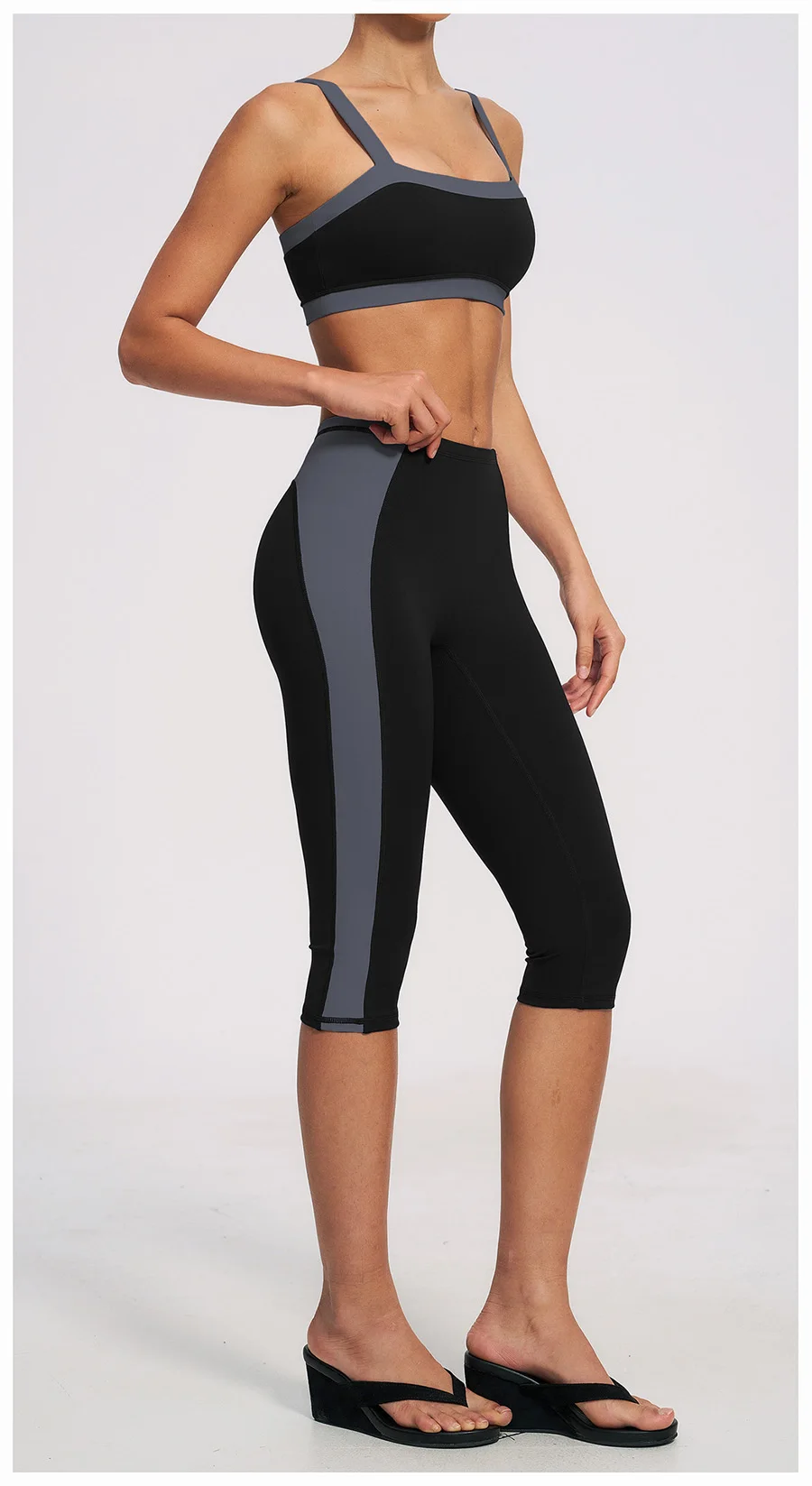 Yoga-Set 2-teilig Workout-Outfit Damen Trainingsanzüge Fitness-Weste Kurze Sporthose Ärmellose Capri-Hose Sportbekleidung Sport-BH Kleidung – Detail 36