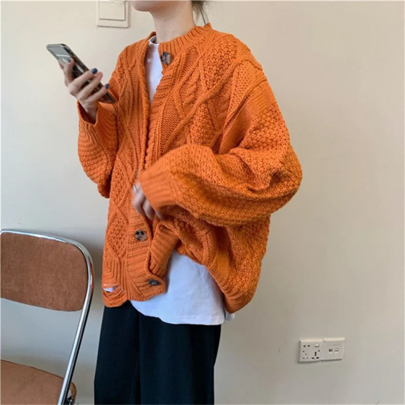 Cárdigan holgado de punto grueso para mujer, abrigo de estilo coreano, ropa exterior, otoño e invierno, novedad de 2023