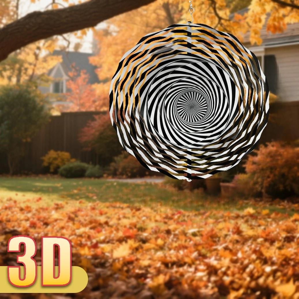 3D Wind Vane Spinner, Black White Swirl Kinetic Art Decor, Dual-Sided All-Weather Rotating Wind Spinner for Garden Home Yard