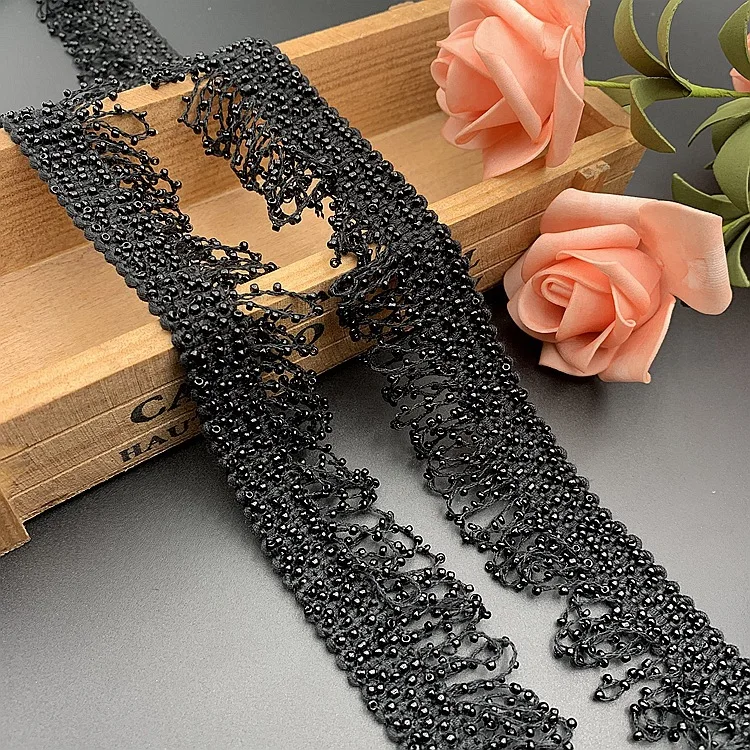 10Yardsbead ribbon tassel lace embroidery Lace Trim Sew On Beaded Fabric For Clothes Sewin Trimmings And Embellishments