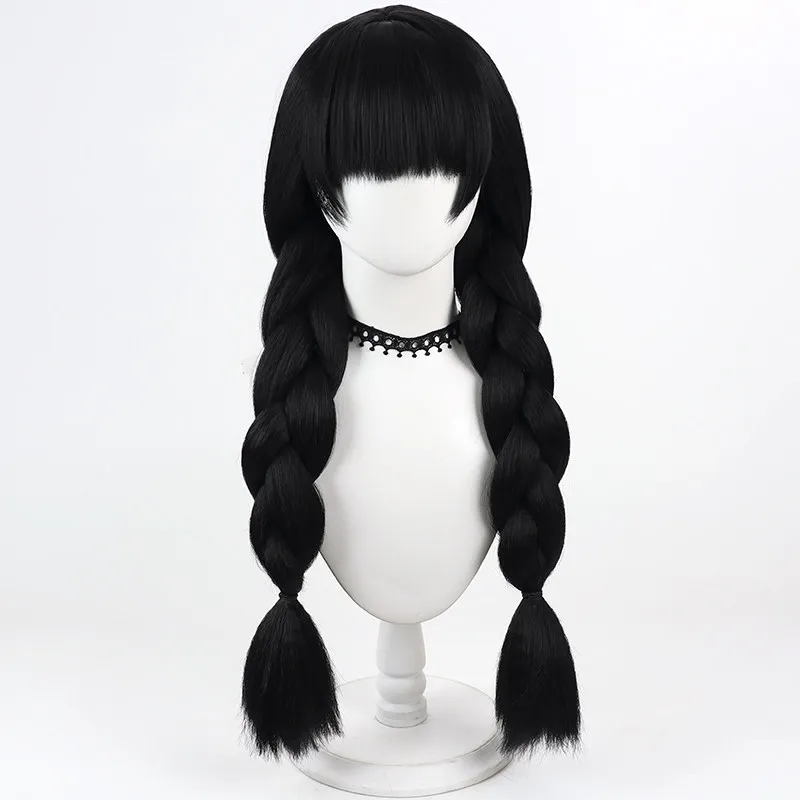 Meloonya Lancerna Cosplay Wig Compass Black Long Heat Resistant Synthetic Hair Halloween Party Role Play Carnival + Wig Cap