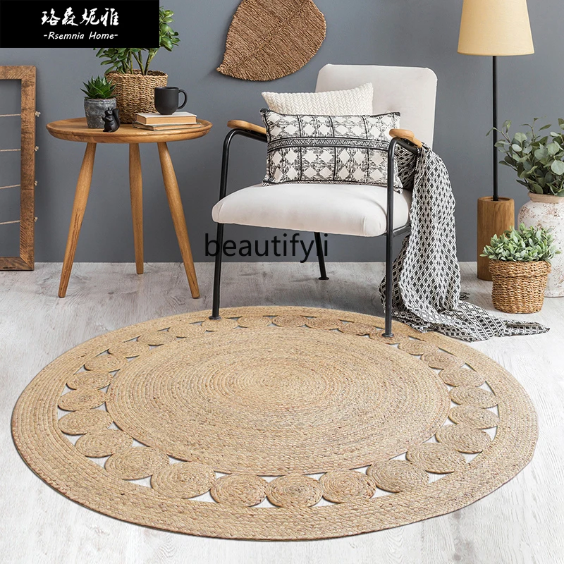 Living room carpet reed cushion light luxury simple aquatic grass woven imitation linen pastoral carpet