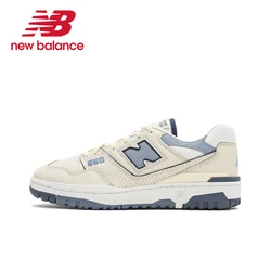 Original New Balance NB 550 Classic Vintage Faux Leather Casual Men's and Women's Running Shoes White Silver BB550PLA