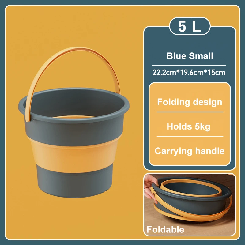 5/10L Portable Folding Bucket for Washing Outdoor Foldable Basin Silicone Water Bucket Camping Space Saving Car Wash Buckets