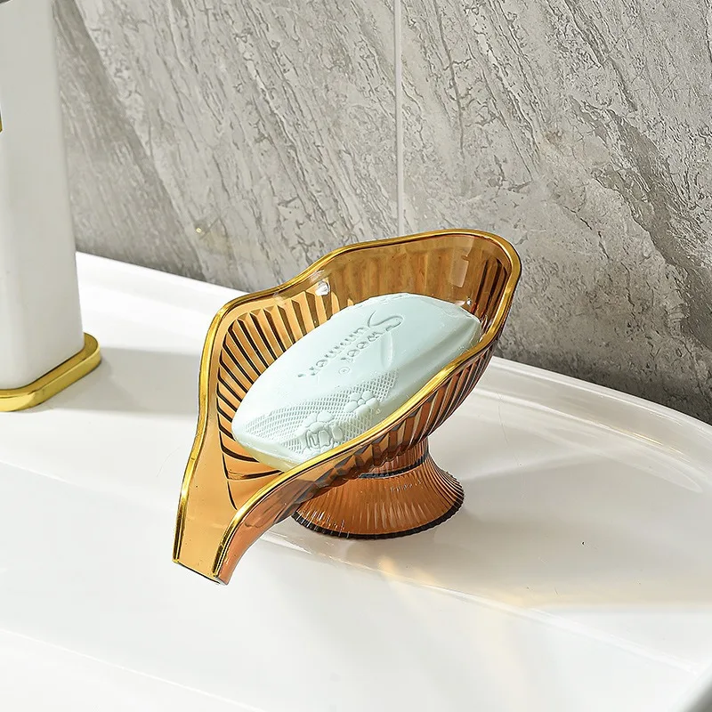 Drain Plate Tray Creative Soap Holder Soap Box Bathroom Gadgets Non-slip Laundry Soap Dish Storage Soap Case Leaf Shape