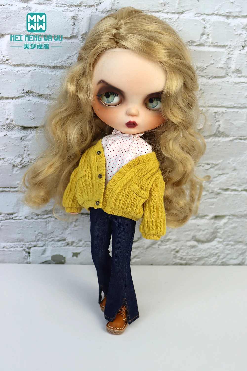 Blyth clothes fashion cardigan jacket, denim flared jeans Azone OB22 OB24 girl toy gift