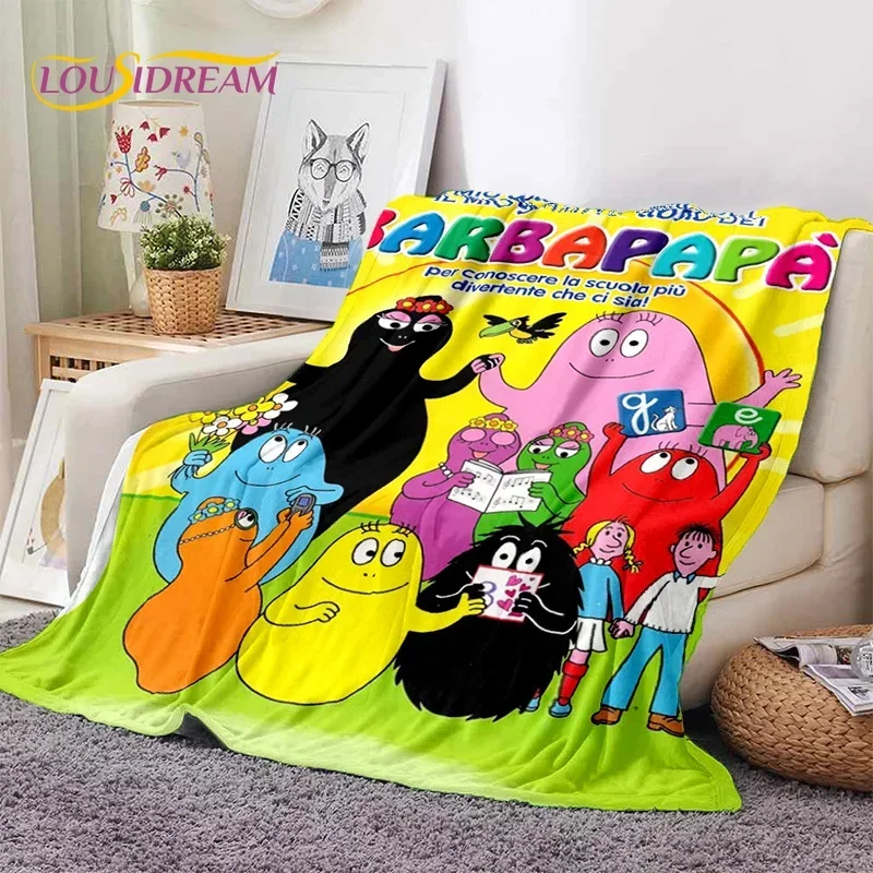 3D Cartoon Les Barbapapa Family Soft Flannel Blanket for Beds Bedroom Sofa Picnic,Throw Blanket for Cover Outdoor Leisure Gift