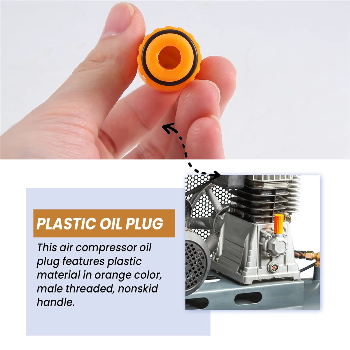 New 16mm Male Thread Dia Plastic Oil Plug for Air Compressor Orange