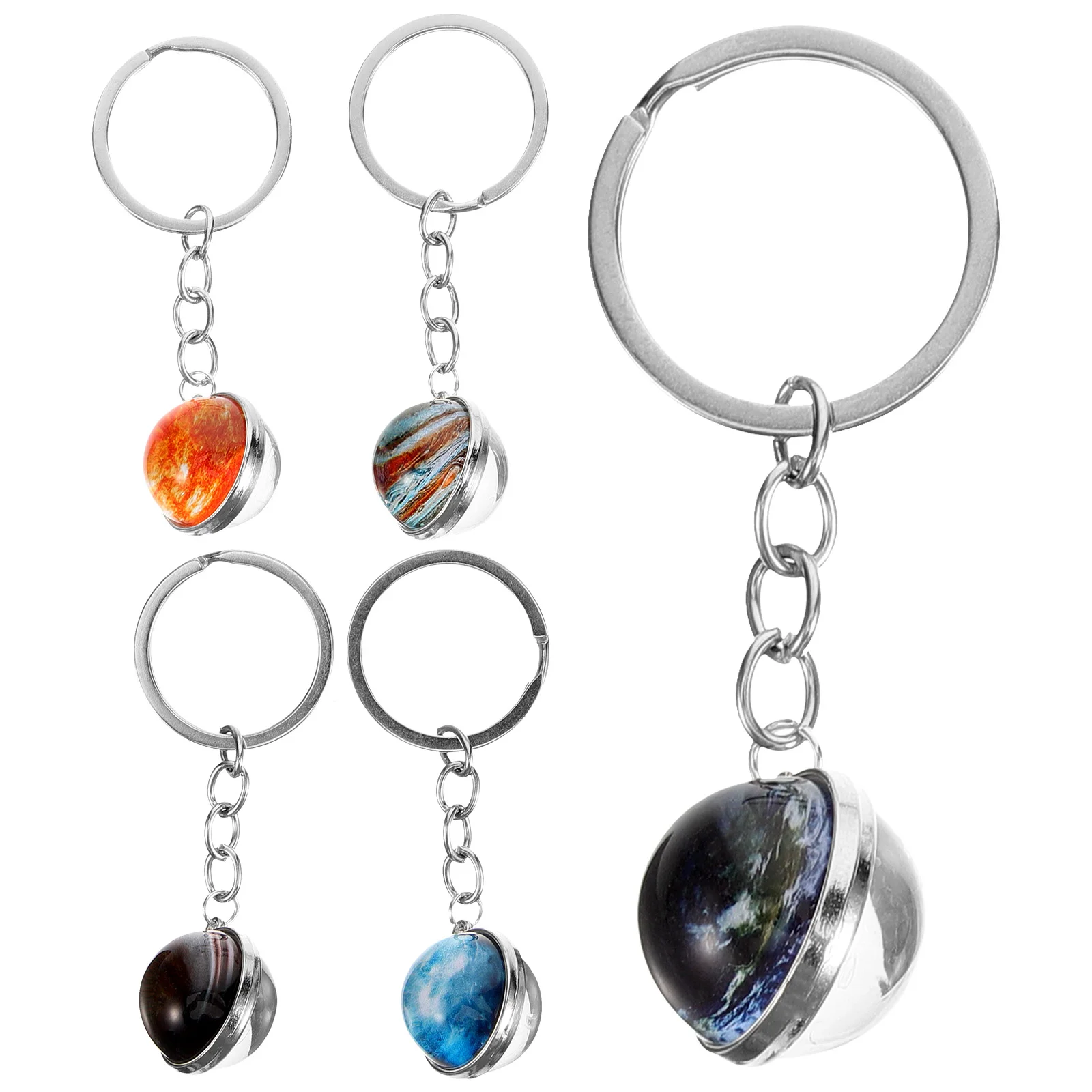 5 Pcs Planet Keychain Time Ring Keychains Portable Bag Hanging Pendant Decor Student