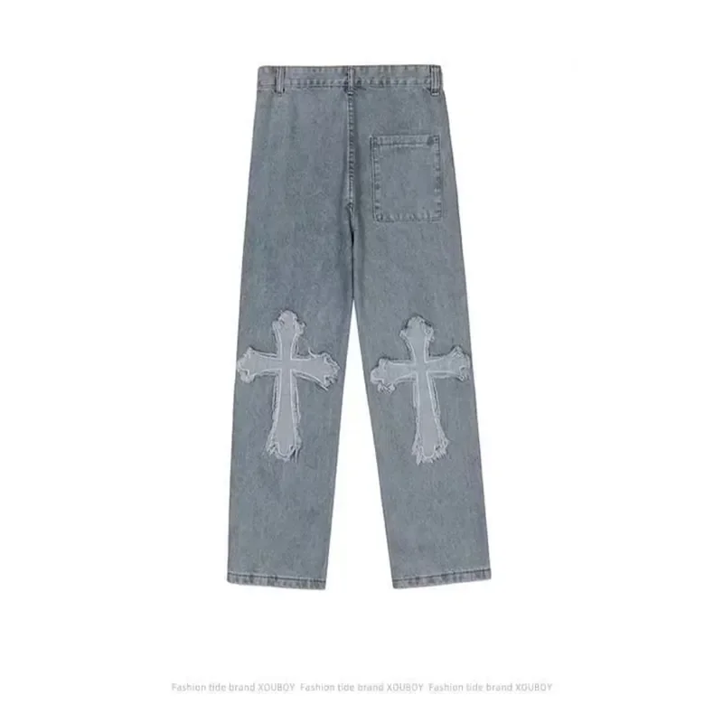 FJCross-Pantalon en Denim pour Homme et Femme, Streetwear, Hip Hop, Taille Basse, Baggy, Coréen, Y2k, Cargo, Punk, Everthe, 2023