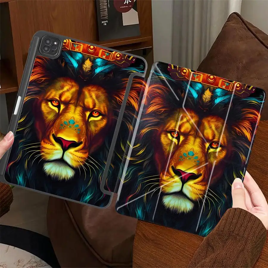Creative Colorful Lion Face Holder Cover Tablet Case For iPad Air 4 5 M3 M2 M4 11inch Pro 11th 10th 9th 8th 7th 12.9inch Mini 6