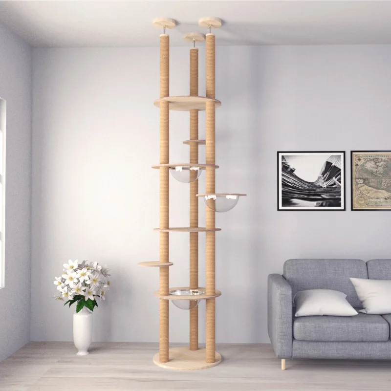 Fashion Adjustable Height Activity Center 250-270cm Floor to Ceiling Tree House Multi-layer