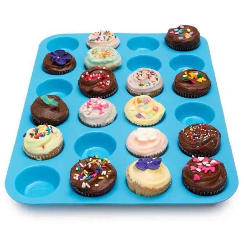 24  Cup Silicone Muffin Pan &Cupcake Baking Pan Non-Stick Silicone Cake Round Mini Muffin Pan Form Cake Decorating Mold