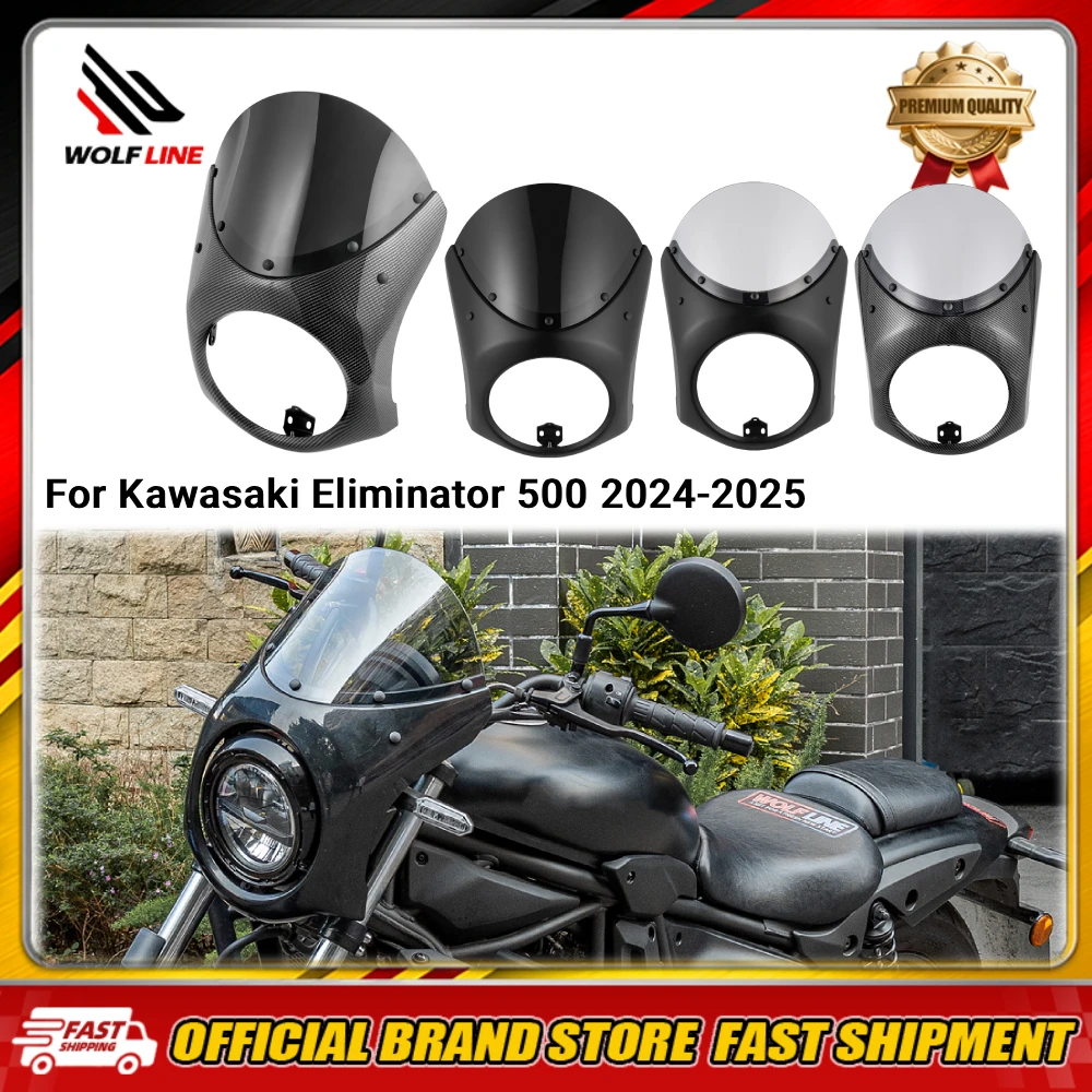 WOLFLINE Frontscheinwerferverkleidung für Kawasaki Eliminator 500 2024-2025 Scheinwerfer-Windschutzscheibe für Freizeitfahrten und malerische Roadtrips