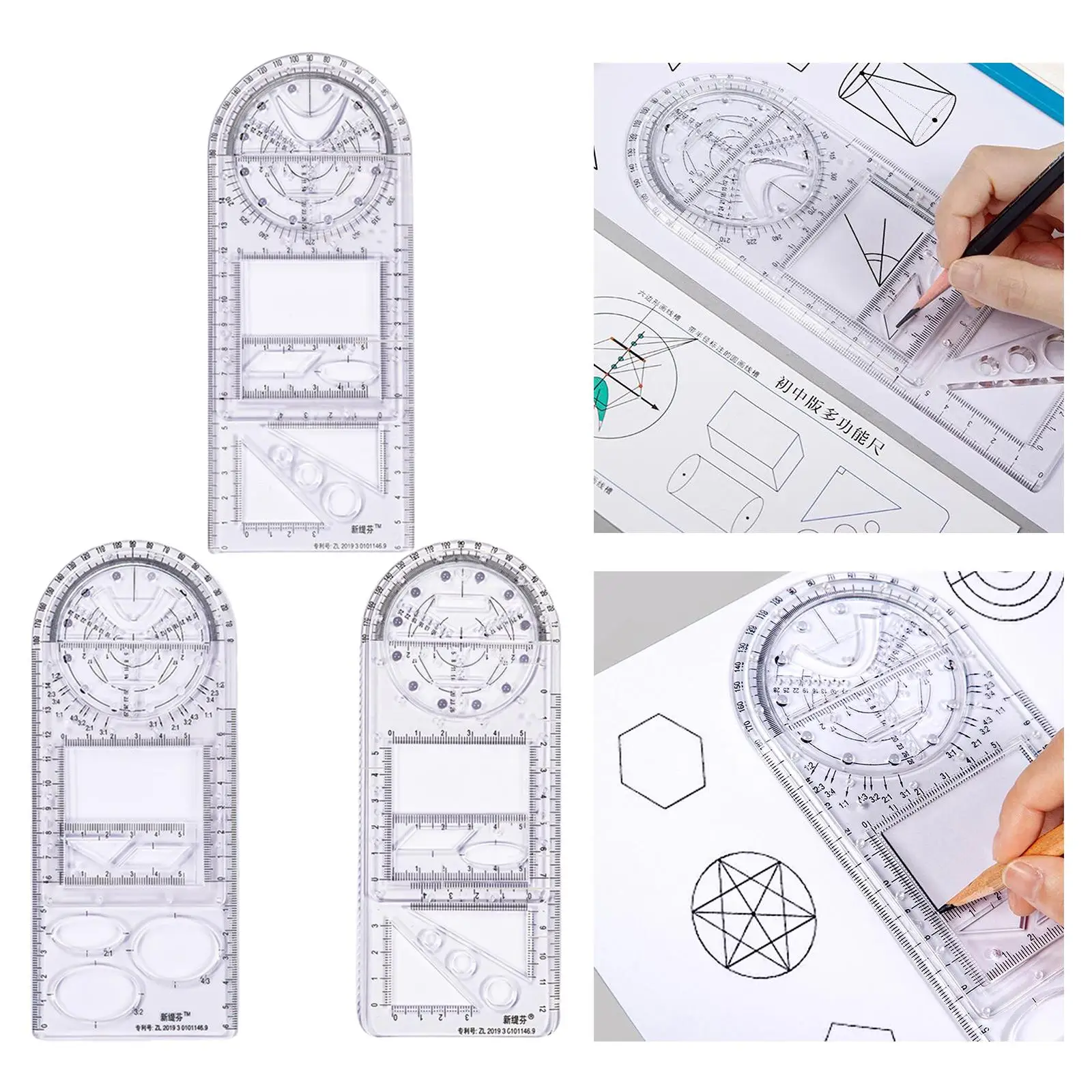 Multifunctional Drawing Ruler Angle Layout Measuring Ruler Template