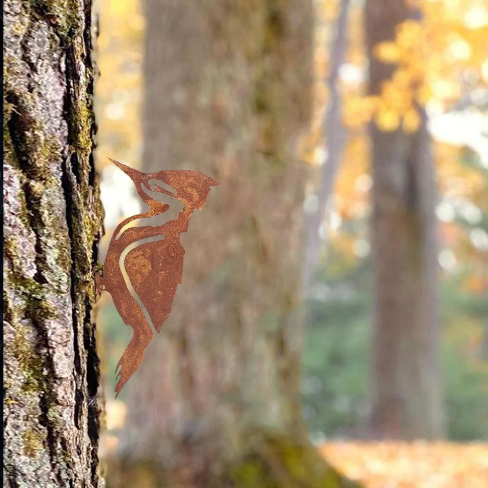 Adorable Rusty Metal Bird Decor – Cute for Garden Fence. Lovely Woodpecker & Robin. Adorable Country-Style Yard Art