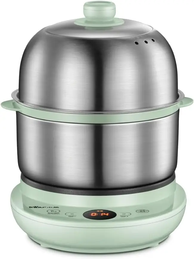 

Electric Small Food Steamer 2 Tier, Egg Cooker with Steaming & Frying, Stainless Steel Vegetable Steamer for Cooking
