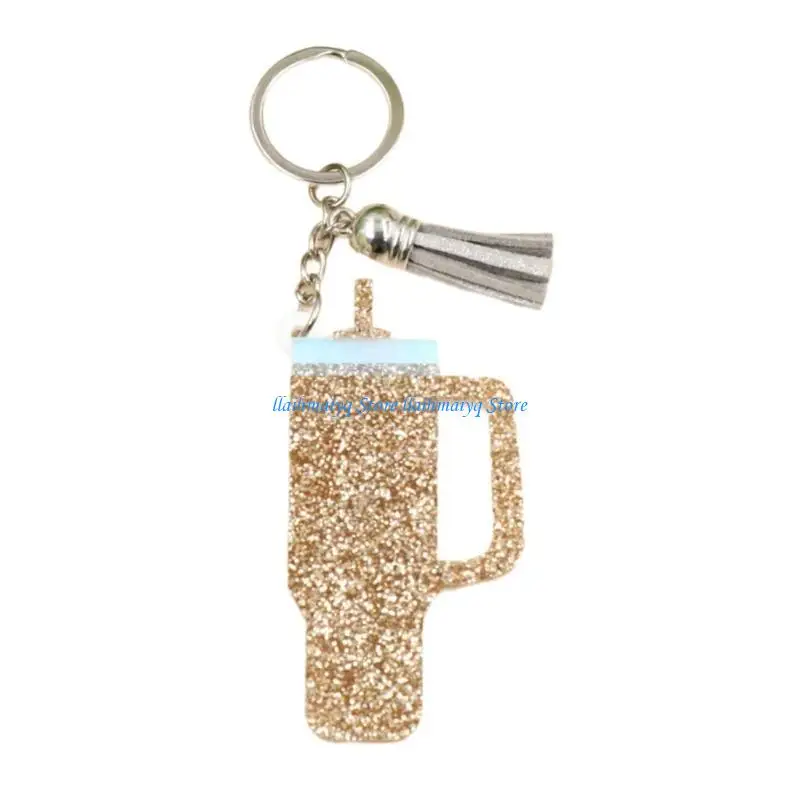 573B Colorful Cup Keychain Colorful Bag Adornment Cup Keyrings Acrylic Texture