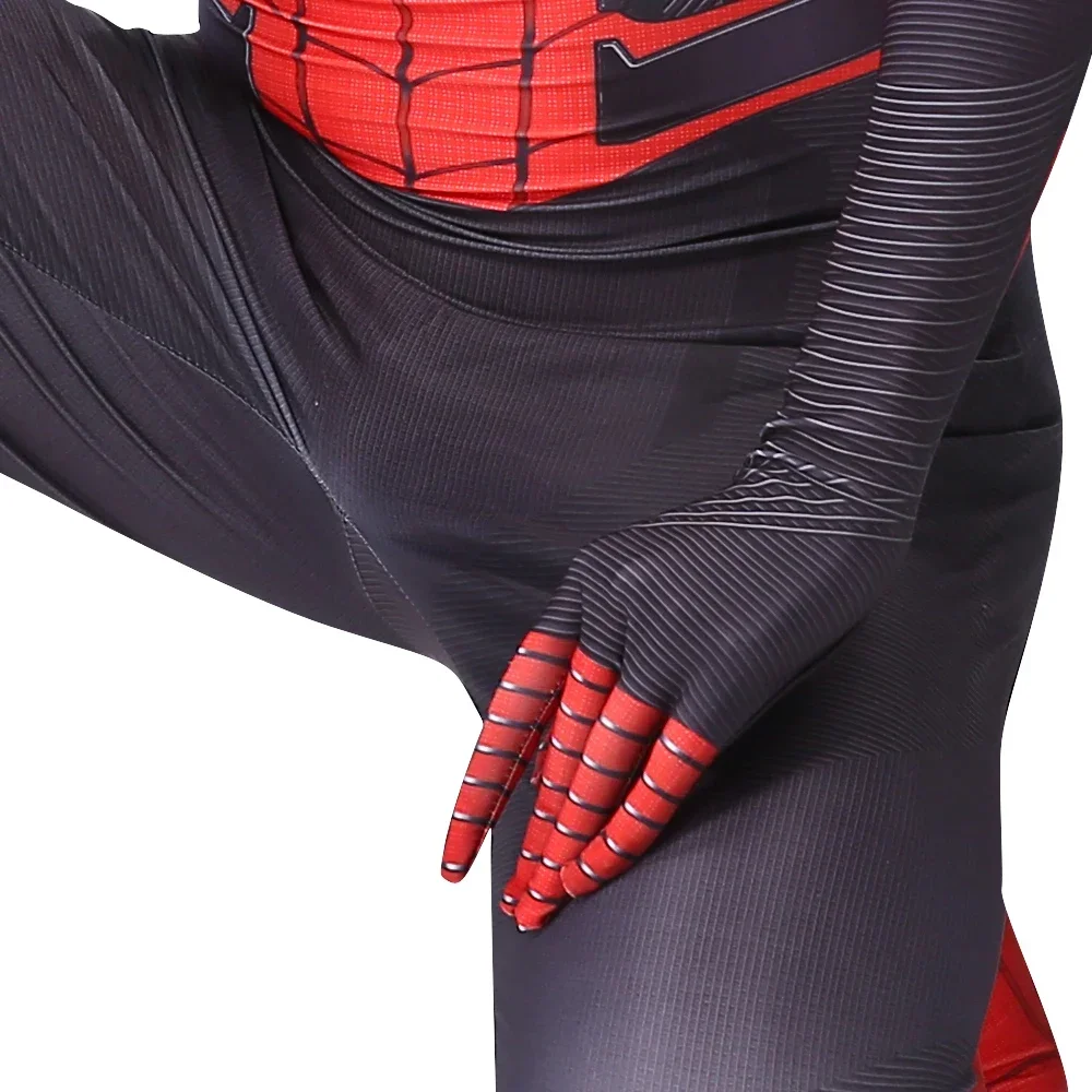 Kids Black Red Spiderman Zipper Costume Cosplay Super Heroes Zentai Suit Party Fancy Anime Dress