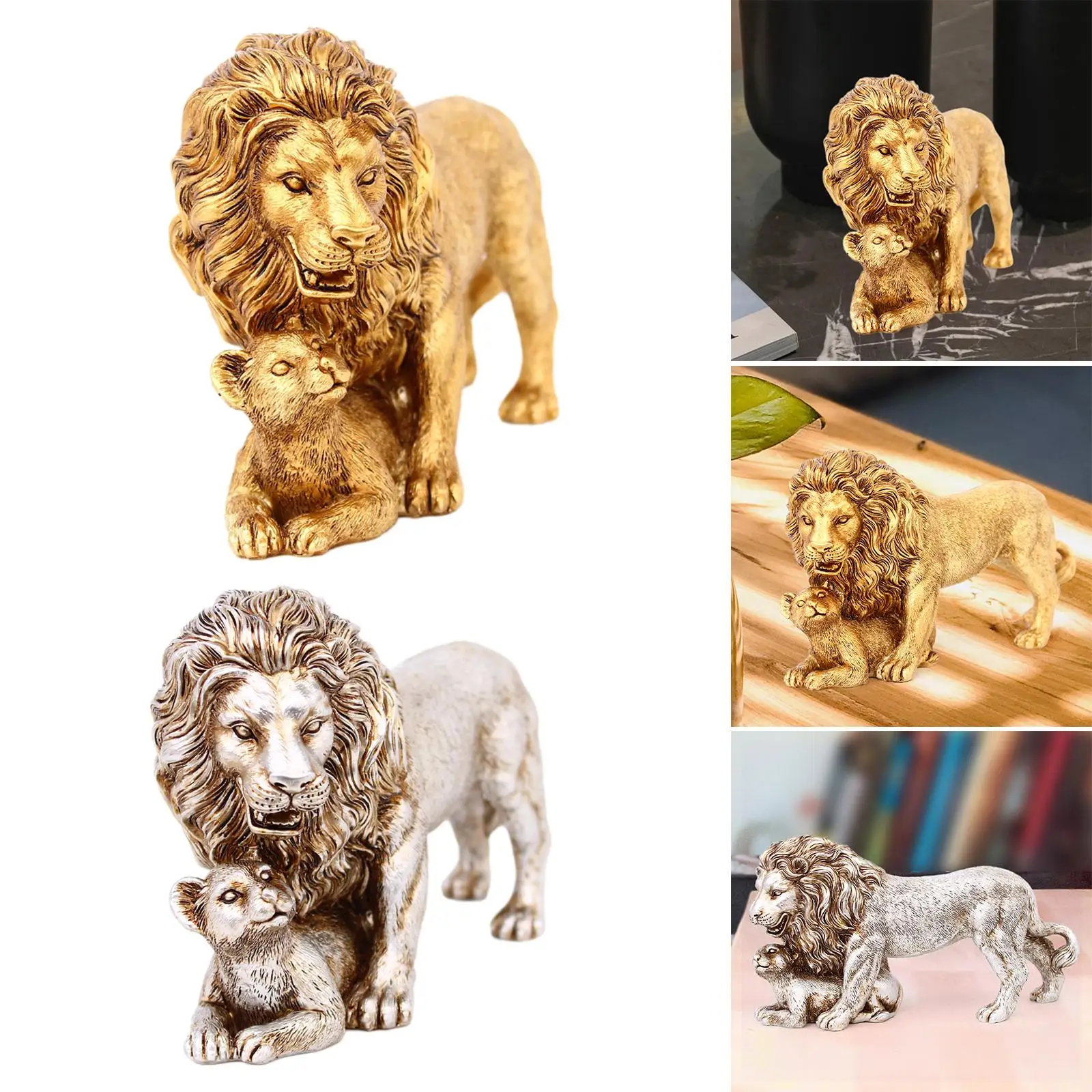 Resin Lion Statue Home Decoration Modern Ornament Figurine for Desktop Home