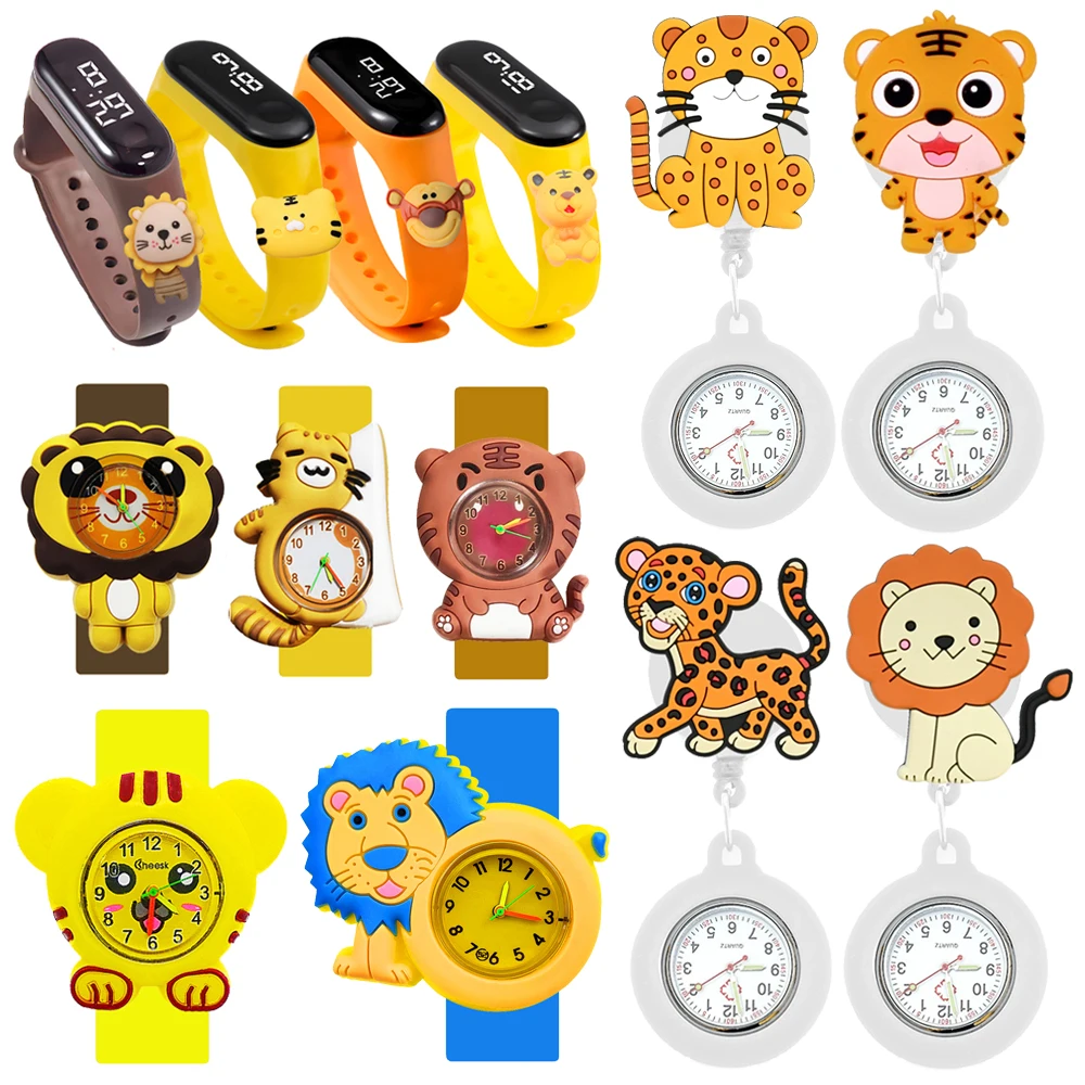 

Cartoon Lion Tiger Children Slap Watches Bracelet Factory Low Priced Wholesale Kids LED Sport Watch Digital Watches for Boys