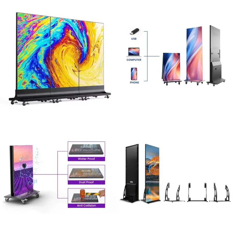 for Floor to Ceiling Indoor P2 LED Video Advertising Screen Promotional Board Equipment Graphics Digital Signage LED Poster