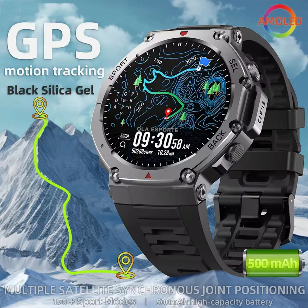 

Смарт-часы с GPS AMOLED 5ATM, водонепроницаемые, двухдиапазонные, GNSS, компас, военные спортивные умные часы для мужчин, новинка 2023 года для Xiaomi T-Rex 3