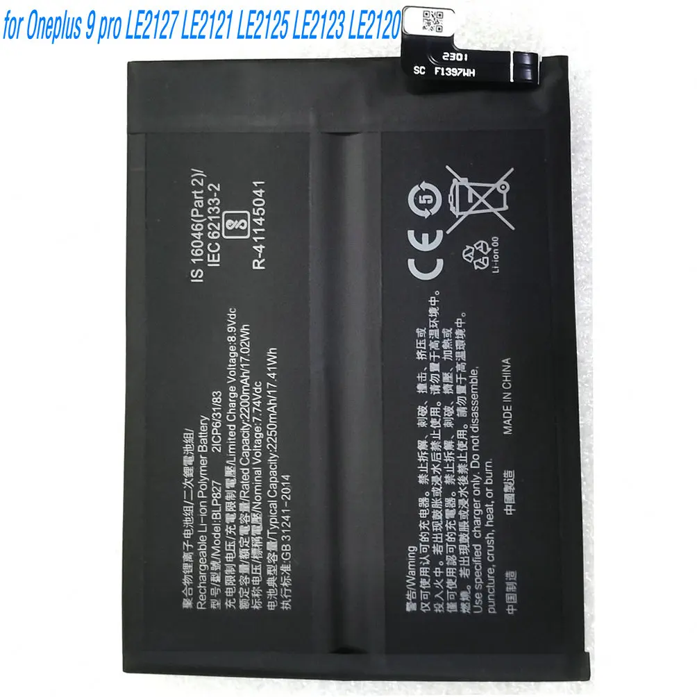

2025 Year 7.74V 17.41Wh BLP827 Li-ion Polymer Battery for Oneplus 9 Pro LE2127 LE2121 LE2125 LE2123 LE2120 Mobile Phone