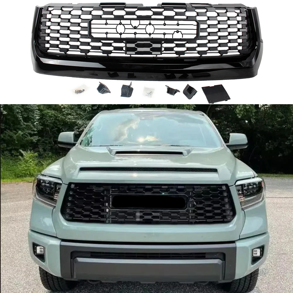 

Front Racing Bumper Upper Grilles with light Radiator For Toyota TUNDRA 2014-2019