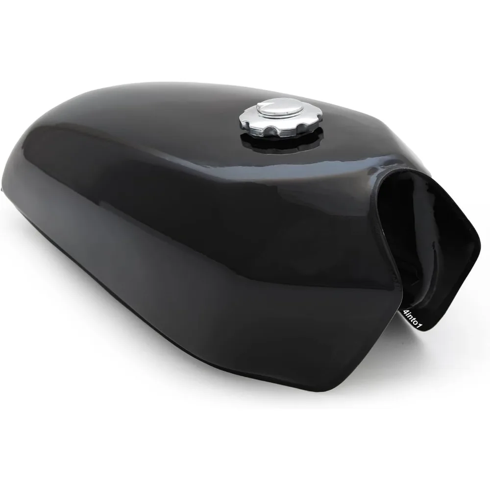 Czarny zbiornik paliwa do motocykla - pojemność 2,4 galona (9 litrów) do motocykli w stylu Cafe Racer