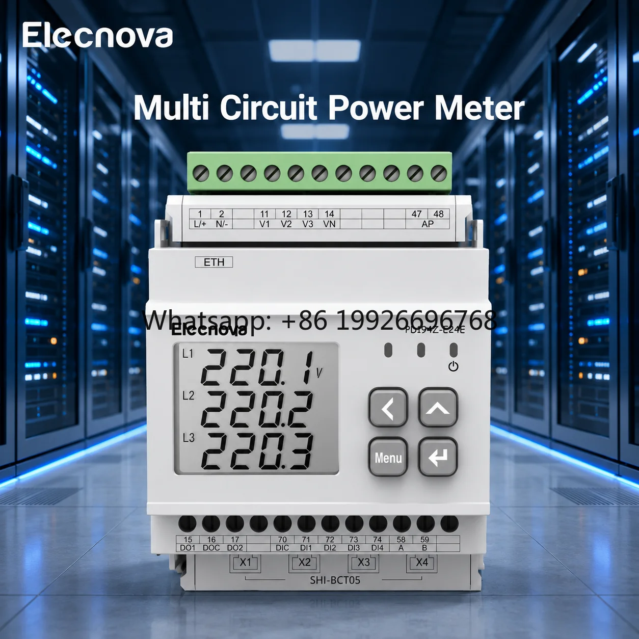 Three Phase Multi Circuit Power Meter Modbus TCP Energy Meter for Data Center Energy Monitoring