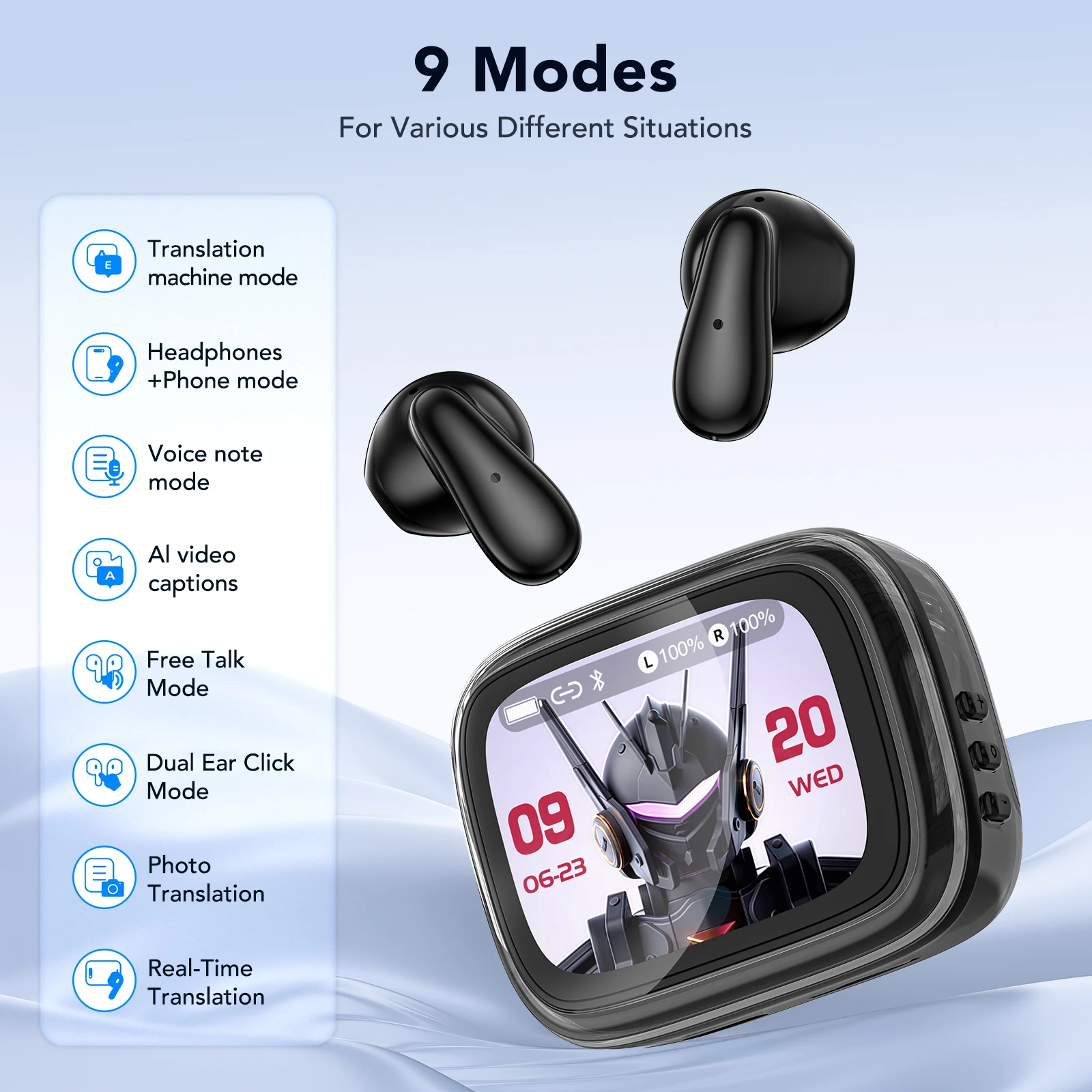 MINISO Touch Screen AI Translator Earbuds Business Real Time Translation Wireless Headphones Anti-Loss Travel Earphones MS102