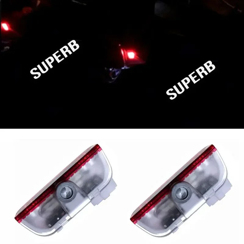 LED Door Courtesy Light For Skoda Logo Light Ghost Shadow Welcome Light For Skoda Superb MK2 MK3 Superb 2 3 Skoda Puddle Lamps