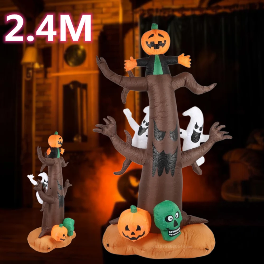 

2,4 м/8 футов надувные Хэллоуин тыква призрак дерево встроенные светодиодные фонари взорвать надувные игрушки для Хэллоуина двор уличный реквизит