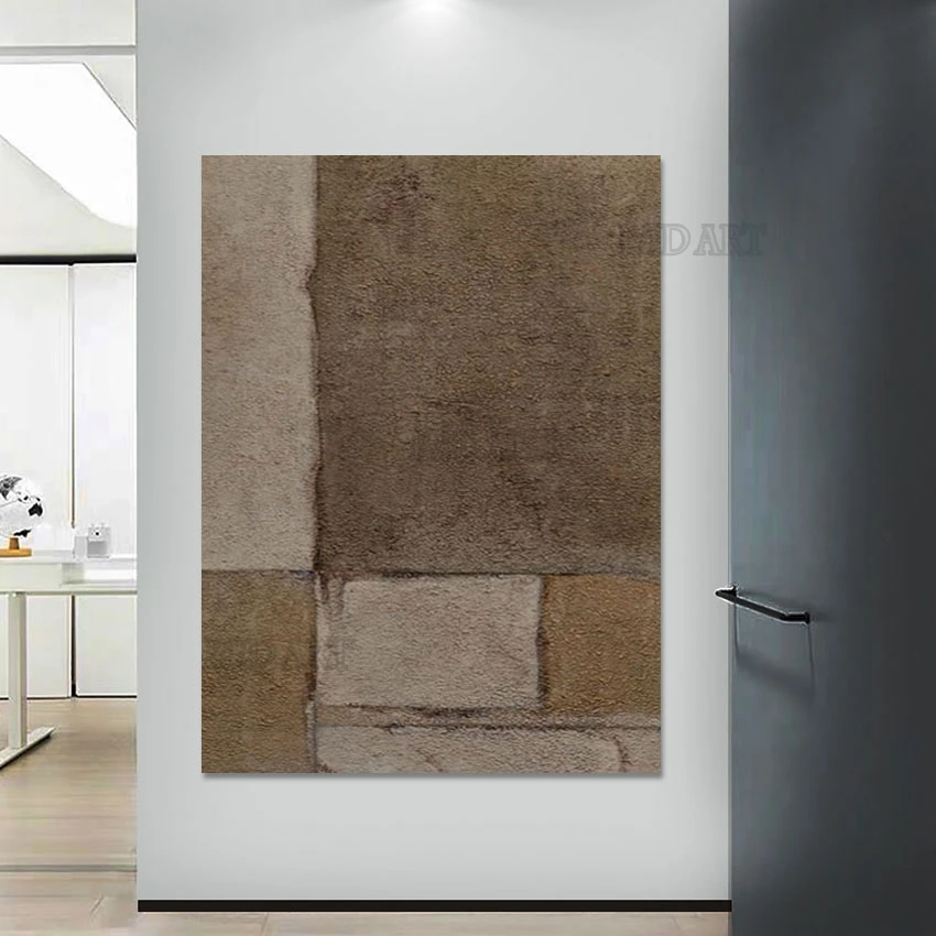 

Искусство декора отеля, абстрактная картина маслом коричневого цвета, холст в скандинавском стиле, украшение отеля и спальни, безрамное