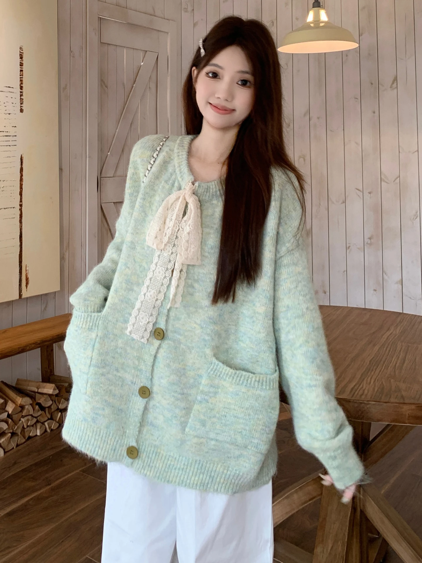 

Женский вязаный кардиган с бантом, свободного кроя, осенне-зимний, модный, удобный, мягкий трикотаж, уникальный и стильный.