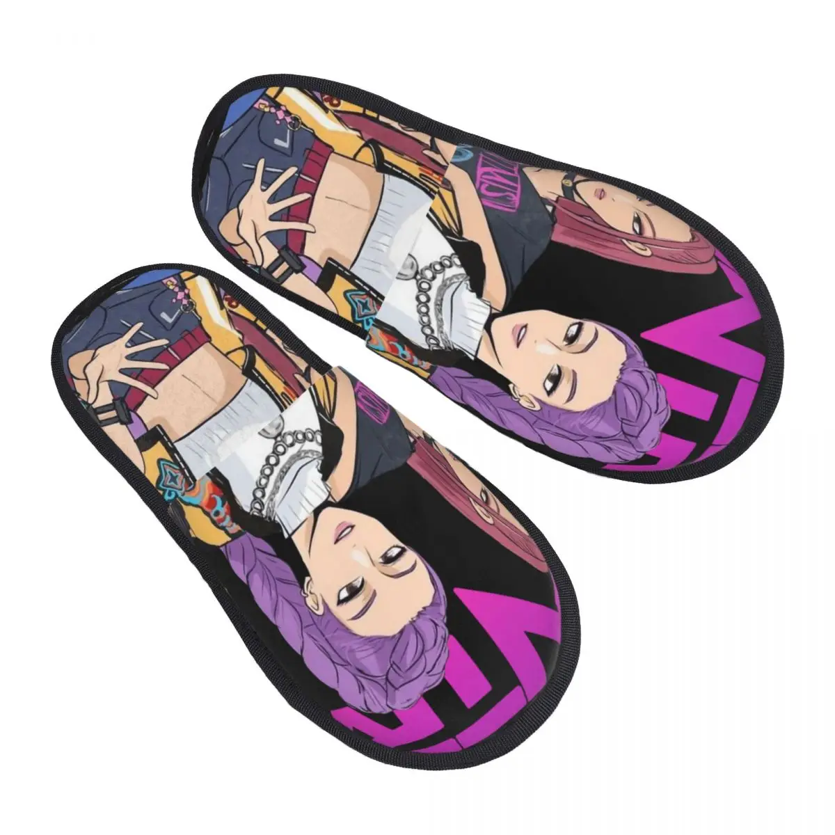 Kpop Demon Hunters Huntrix Zapatillas de espuma viscoelástica de desgaste suave Zapatos de casa de spa para mujer
