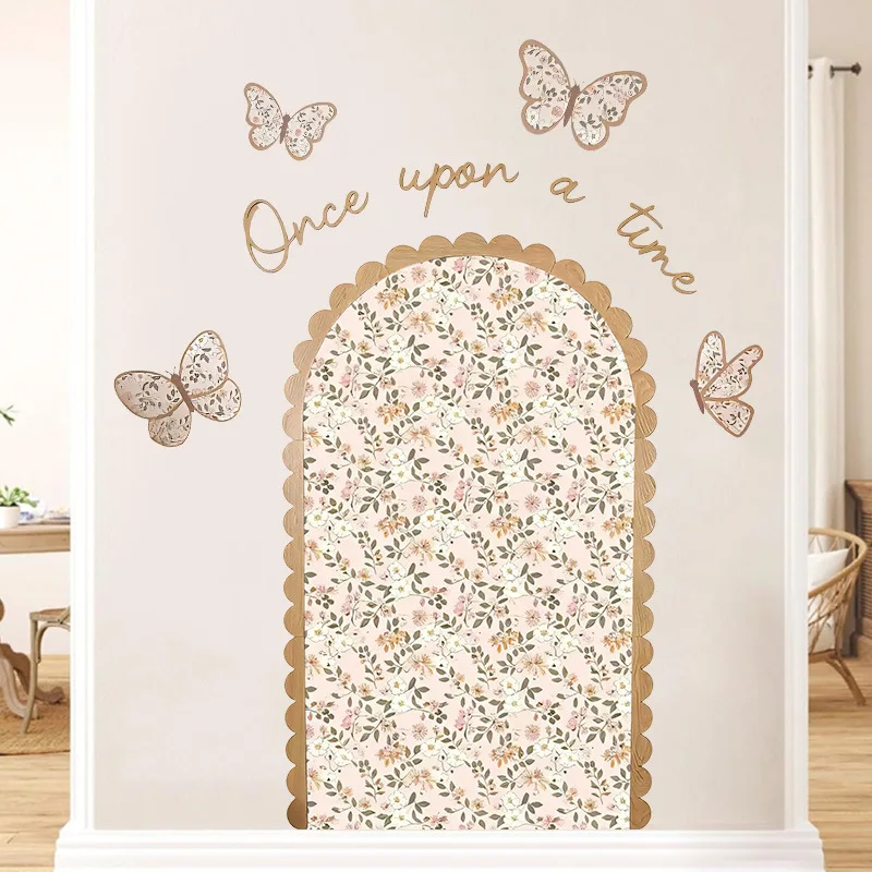 

Bohemian Floral Arch Wall Sticker Vintage Butterfly Plant Mural DIY Self-adhesive PVC Decals Children's Bedroom Decor Wallpaper