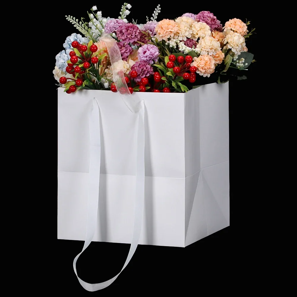 10Packs Portable Gift Bags Flower Packaging Box Wedding Valentine's Day Birthday Party Gifts Flower Shop Wrapping Paper Bags view 2
