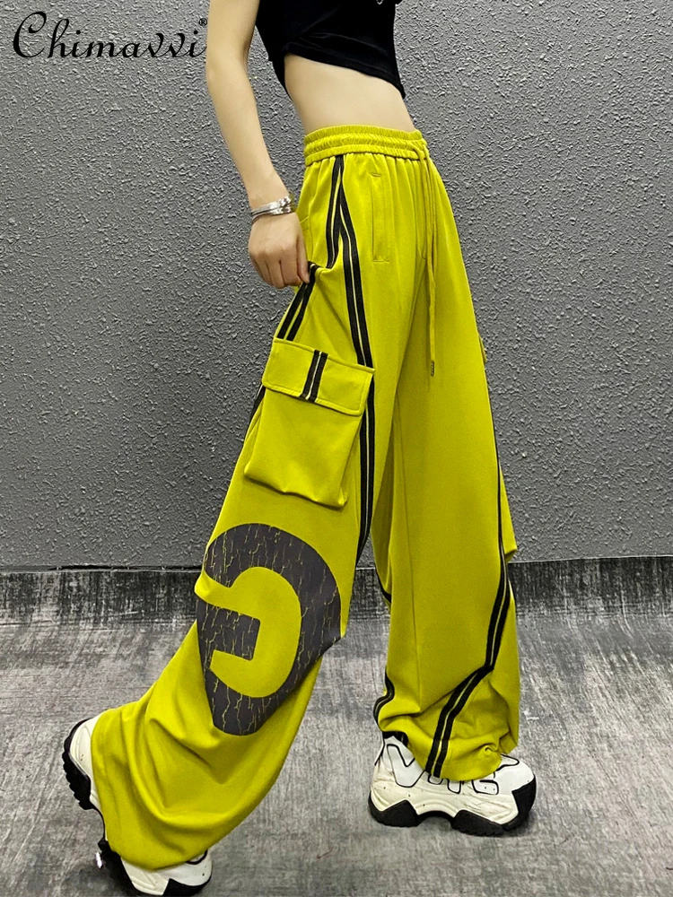 Pantalon décontracté à rayures latérales pour femmes, nouvelle mode d'été, taille haute, ample, Slim, polyvalent, salopette droite