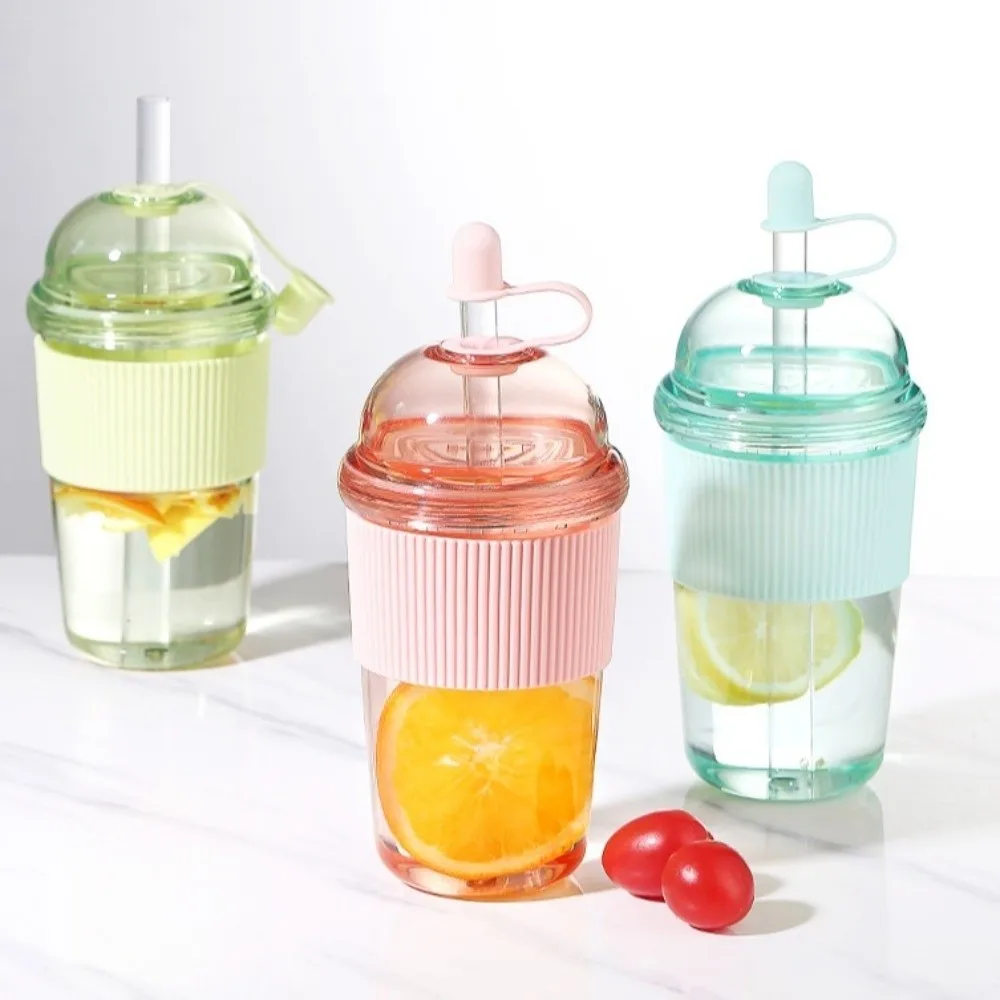 Drinkware with Lid and Straw Clear Tumbler Transparent Large Capacity Water Bottle 530ML Korean Ins Suction Cup Kids - view 3