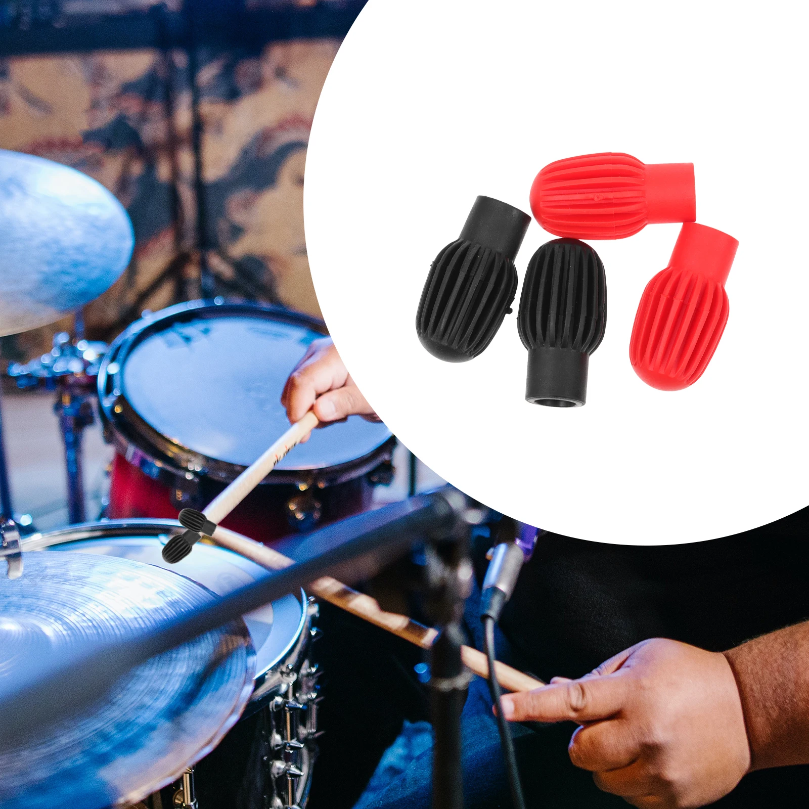 

4Pcs Silicone Drum Stick Head Covers Mute Drumstick Practice Tips Protective Caps for Percussion Instruments Drum Accessories