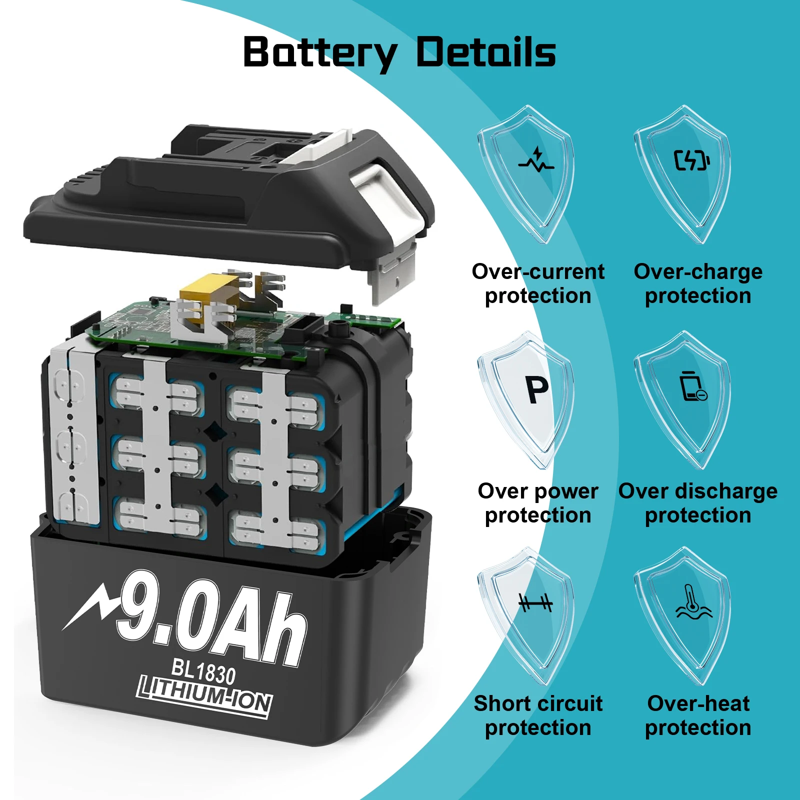 Литий-ионный аккумулятор Bonacell BL1830 18 В 9000 мАч для Makita 18 В BL1840 BL1850 BL1830 BL1860B BL1890 BL1830B LXT 400, аккумулятор для инструментов