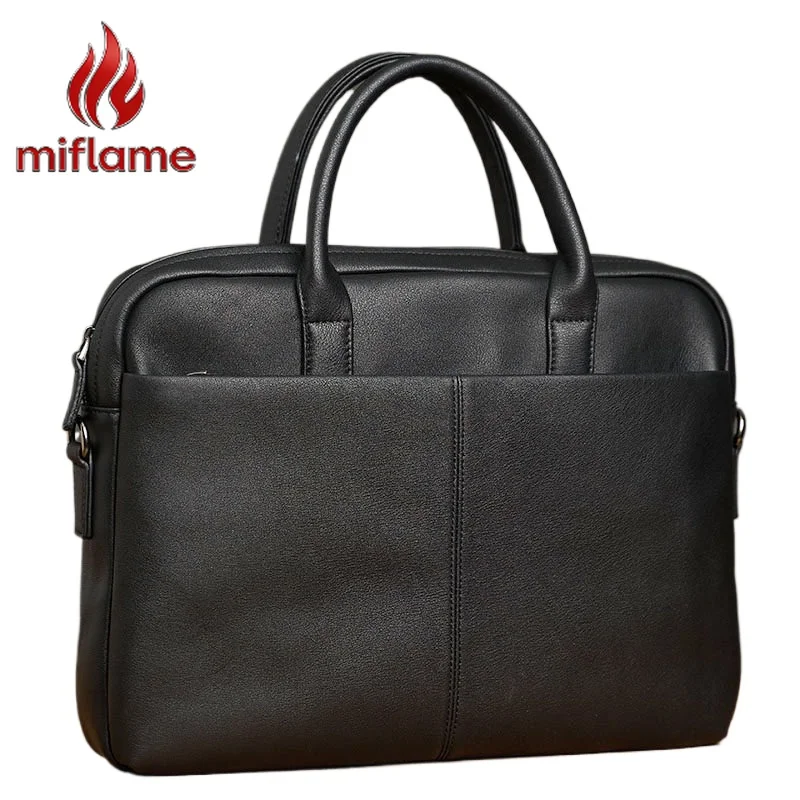 

Luxury Briefcase Men's Handbag Purse Handmade Genuine Top Grain Leather Large Capacity Laptop Bag Casual Business Style