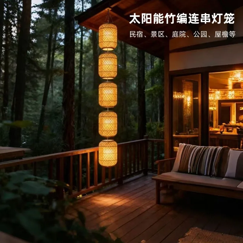 Solar Bamboo Outdoor Equipment, Waterproof Antique Craft Gear for Teahouse Restaurant Hot Pot Store Scenic Spots