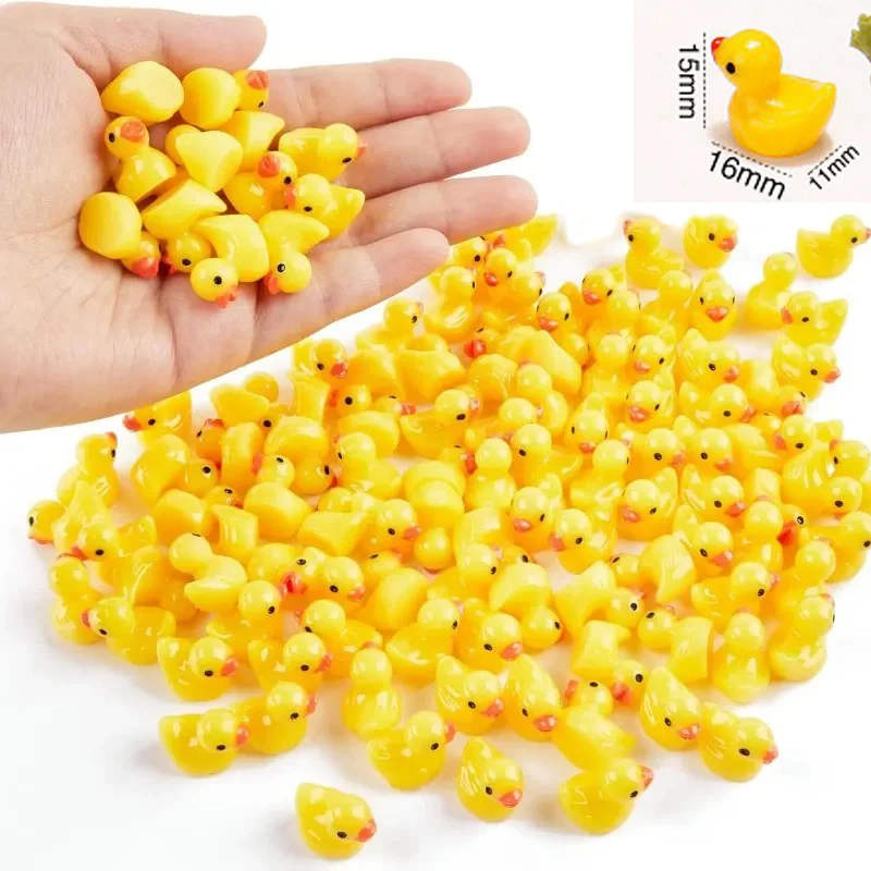 10/50/100/200PCS Mini Yellow Duck Mini Character Loose Duck Charm Mini Resin Duck Party DIY Mini Landscape Decoration