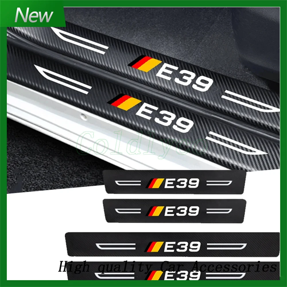 

For 5 Series E39 Logo Carbon Fiber Car Door Threshold Sill Scuff Plate Stickers Decals Film Auto Door Entry Pedal Guards
