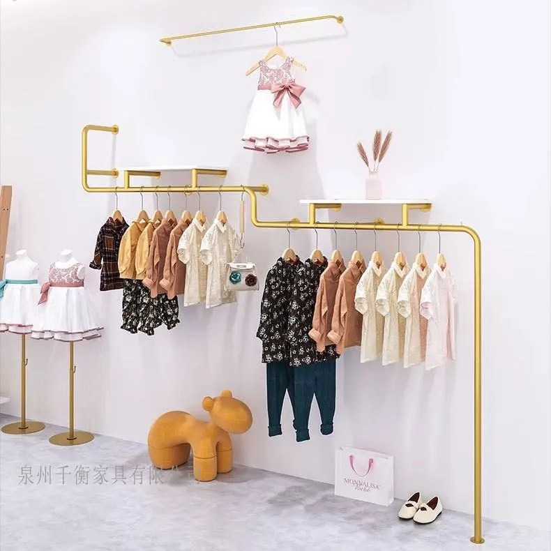 Children's clothing store wall hanging clothes rod display rack Clothing store wall hanging clothes rack Children's clothes wall